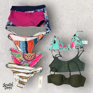 Old Navy Lemon Fish Bikini Bundle Size Small 9pc Mixed Brands Swimwear Set Lot